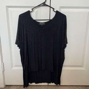 Distressed short sleeve blouse